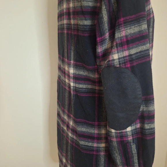 Soft Surroundings pink  and black plaid button down flannel shirt SZ S - Picture 6 of 10